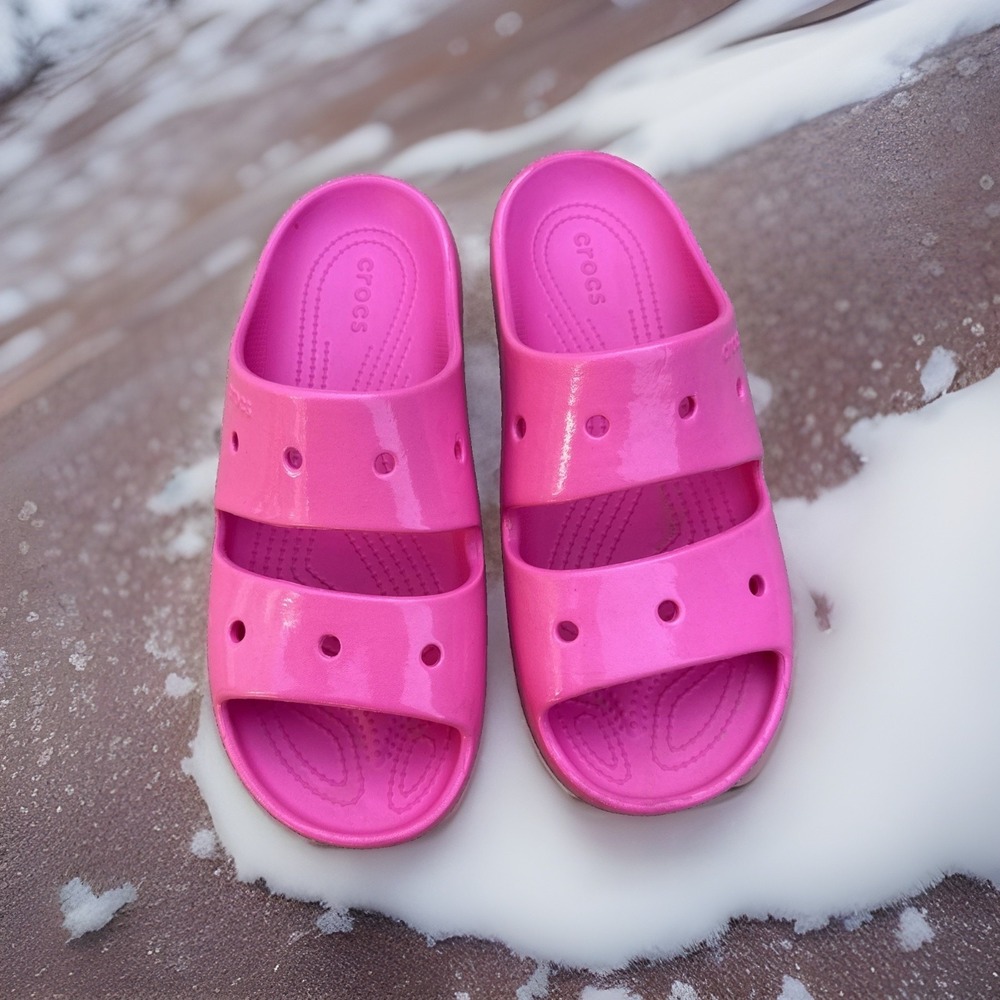 Crocs Classic Neon Highlighter Sandal Slides Hot Pink Crush WOMEN'S SIZE 10